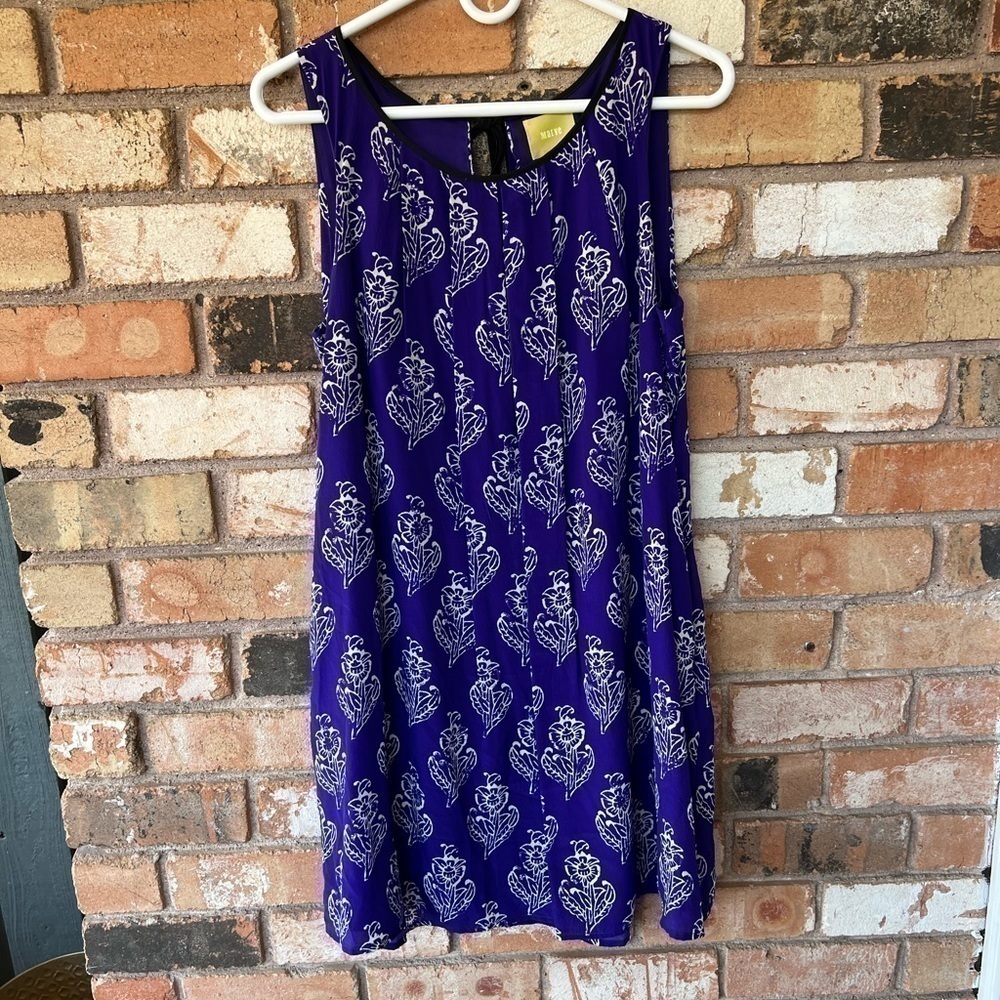 Anthropologie Maeve Petal Stamp Swing Dress Purple - Picture 9 of 10